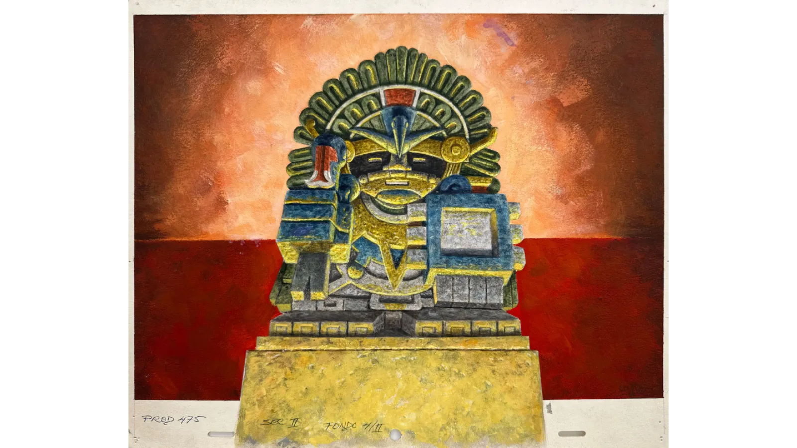 painting of pre-columbian deity by miguel covarrubias