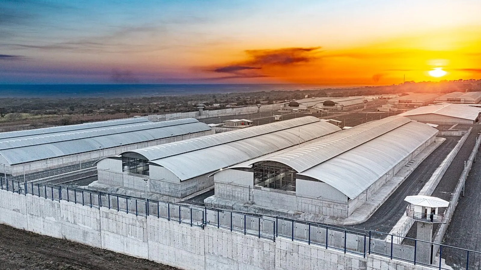 areal view of CECOT, Terrorism Confinement Center, in El Salvador