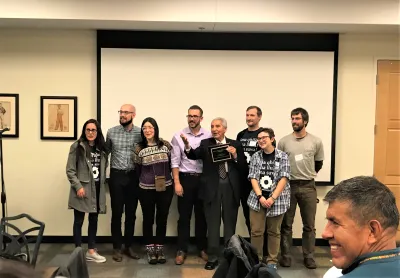 Luis Morató receiving the Quechua Lifetime Achievement Award (2019)